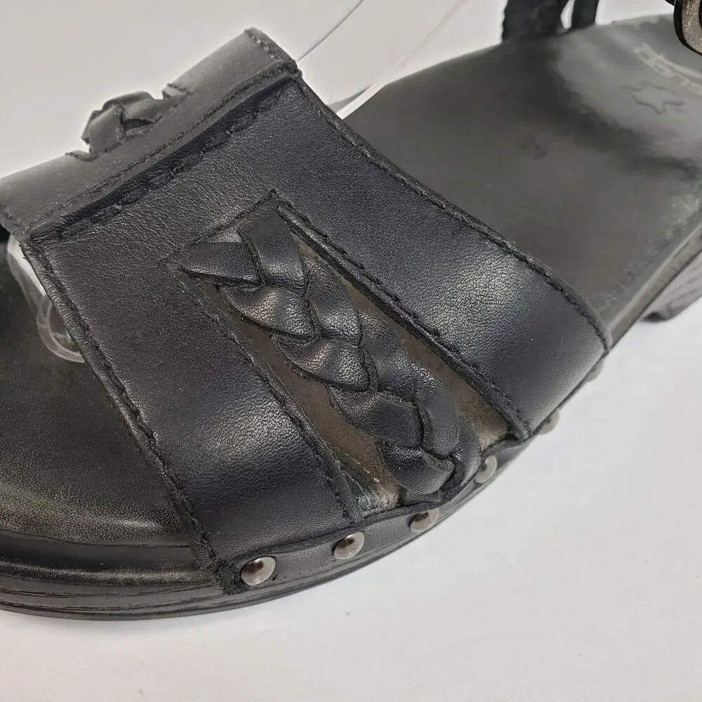 Dansko Sissy Womens Size EU 39 US 8.5-9 Black Leather Braided Slingback Sandals